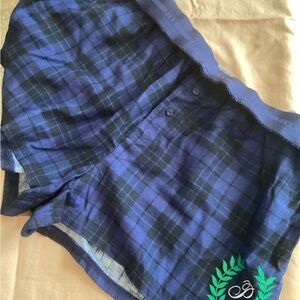 PINK Victoria's Secret Blue and Black Plaid Pajama Shorts